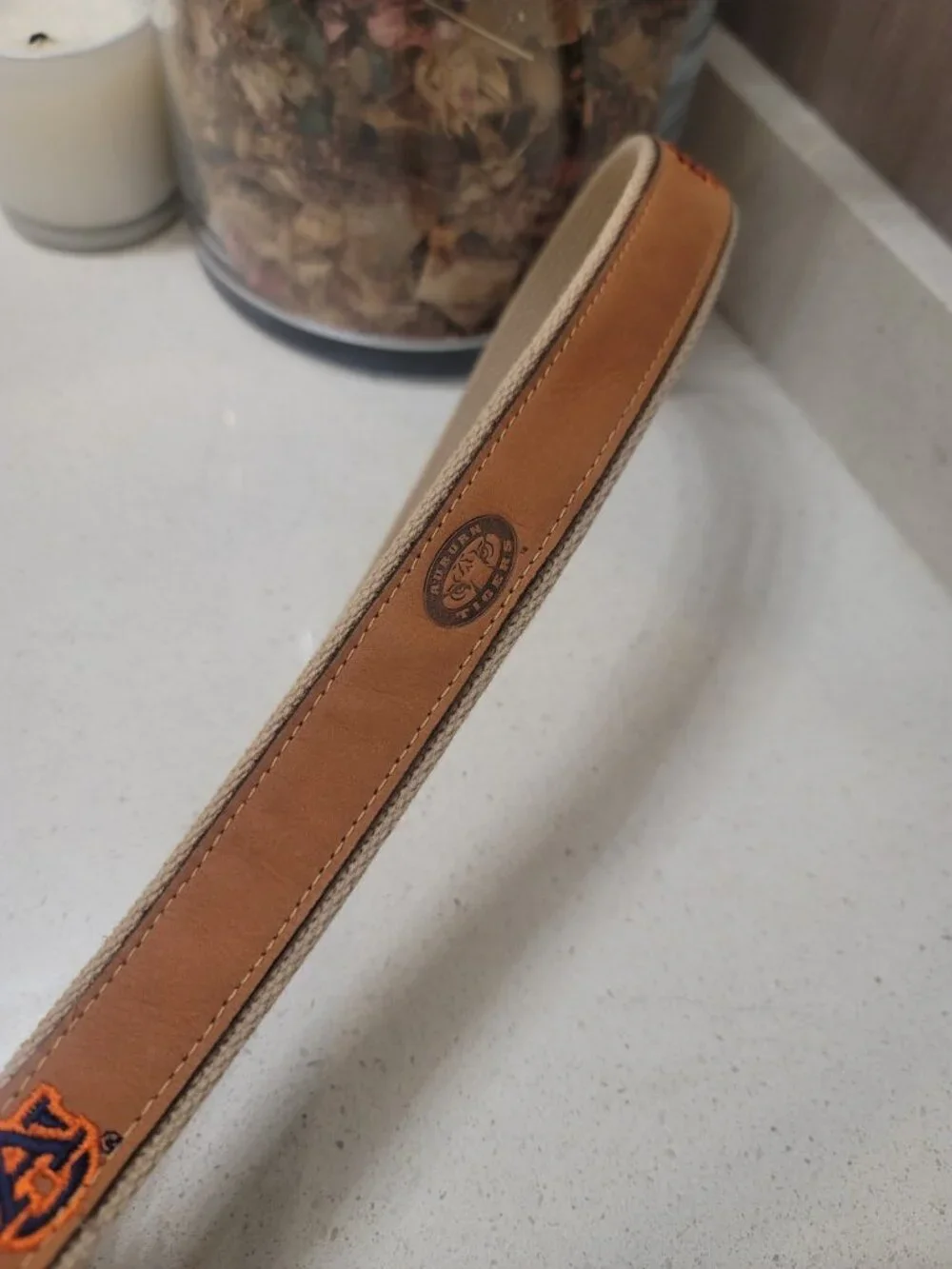 Zep Pro Leather Canvas Belt Embroidery Auburn Tigers Brown Men's 40 USA